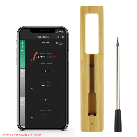 THE-372 Wireless Meat Thermometer for Remote Monitoring - Bluetooth Meat Thermometer Digital Cooking Thermometer with 165ft Wireless Range for Kitchen, BBQ, Oven, Smoker, Grill, and Rotisserie