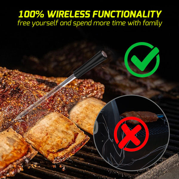 THE-372 Wireless Meat Thermometer for Remote Monitoring - Bluetooth Meat Thermometer Digital Cooking Thermometer with 165ft Wireless Range for Kitchen, BBQ, Oven, Smoker, Grill, and Rotisserie