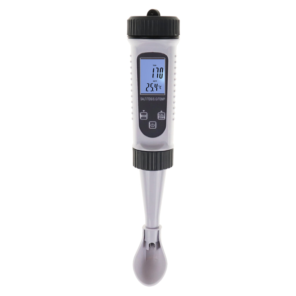 WQM-354 Water Quality Tester 4-in-1 TDS Temperature S.G Salt Salinity Meter with ATC for Testing Drinking Water, Aquaculture, Aquarium, Hydroponics, Swimming Pools