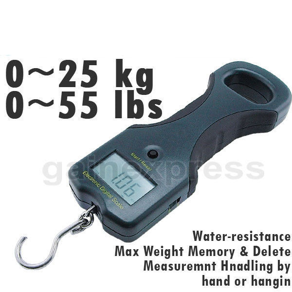 WS-815 Digital 25kg/55lb  LCD Fish Weighing Scale w/ RUBBER SIDE HANDLE