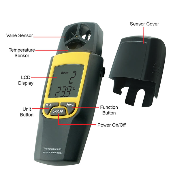 VA-8020 Digital Anemometer Thermometer, Air Speed Temperature Meter