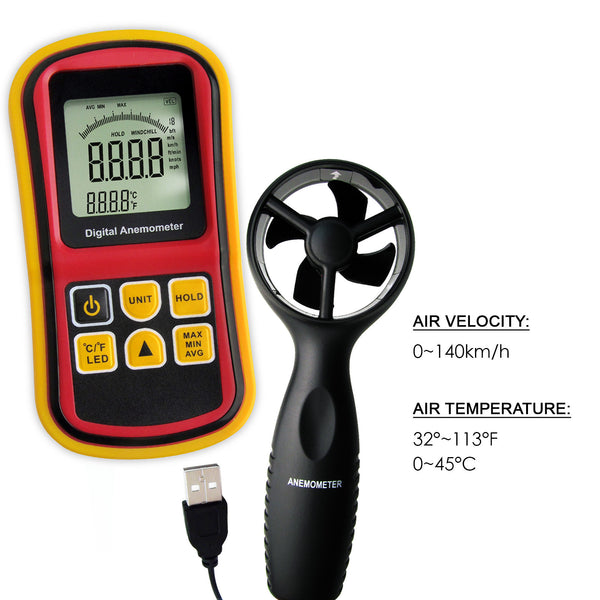 AM-8901 Digital Anemometer Wind Speed Meter Thermometer 0~45m/s