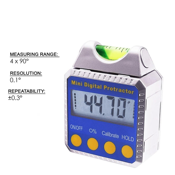 810-100SS Level Bevel Box Digital Angle Finder Gauge Spirit Level/Bubble with Magnets, Inclinometer, Mini Protractor with Absolute, Relative & Always Upright Readings
