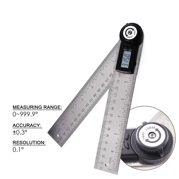 Agsu Ruler Device AG-200D Digital 2-in-1 Angle Finder Meter Protractor Ruler 360° 400mm ...
