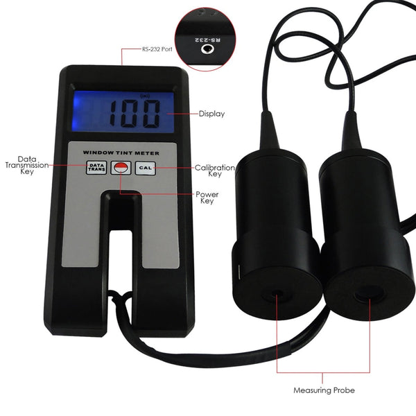 WTM-1100 Window Tint Meter Visual Light Transmission 18mm Thickness Continuous Measuring