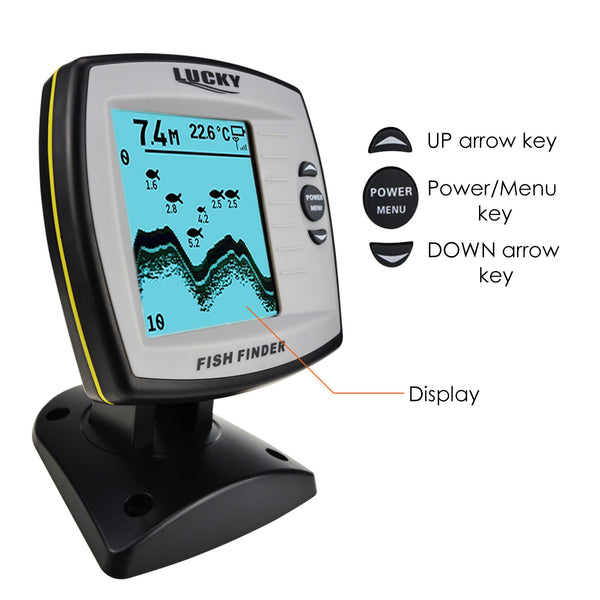 FF-918N1 LUCKY Fish Finder Depth Sounder Transducer 328feet(100m) with 4-level Grayscale FSTN LCD Fish Detector