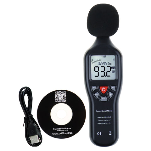 SLM-25 Sound Level Meter with Backlit Display High Accuracy Measuring 30dB~130dB with Data Logging Function Instrument Compact Professional