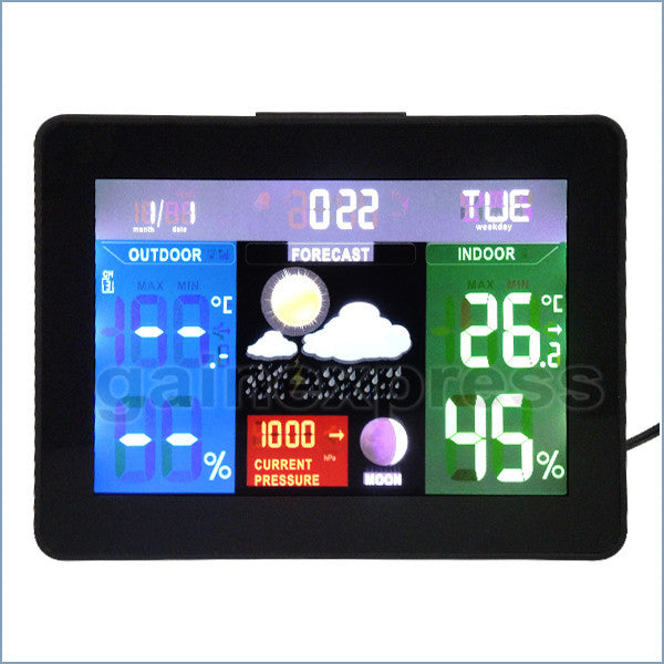 WS-001-1S DCF RCC Desktop Weather Forecast Station Thermometer Barometer Temperature Monitor