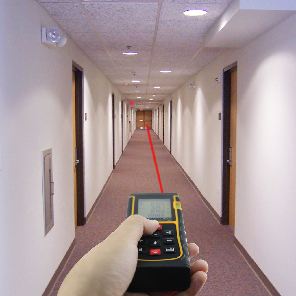 X01RZ-E80 Digital 80 Meter Laser Distance Area Volume Pythagorean Range Finder w/ Spirit Level