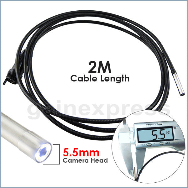 VID-71R-5.5-2M 5.5mm Camera 2M Cable Recordable Video Inspection 2.4" HD Endoscope Snakescope Industrial Borescope 4 LED Pipe Car Engine Scopes