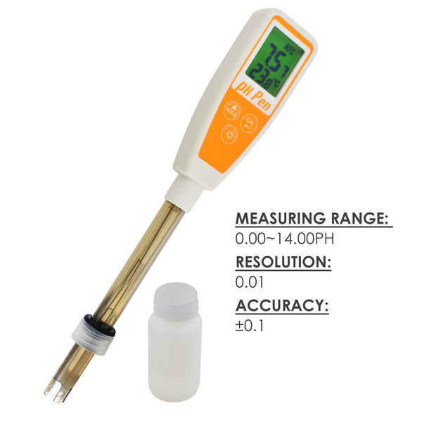 PH869-2 Pen type 12cm Probe pH Temperature Digital Meter 14.00 pH Pool Aquarium Water Quality Tester