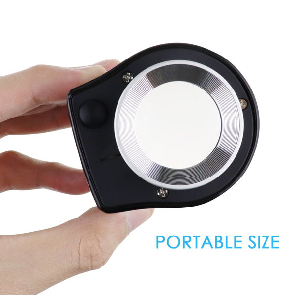 GEM-309 Magnifying Glass 30x Magnification Jewelers Loupe, 6 Lights Desktop Metal Magnifier Portable Folding Scale Eye Loop for Textile Optical Jewelry Tool Coins Currency Stamps Replaceable Battery