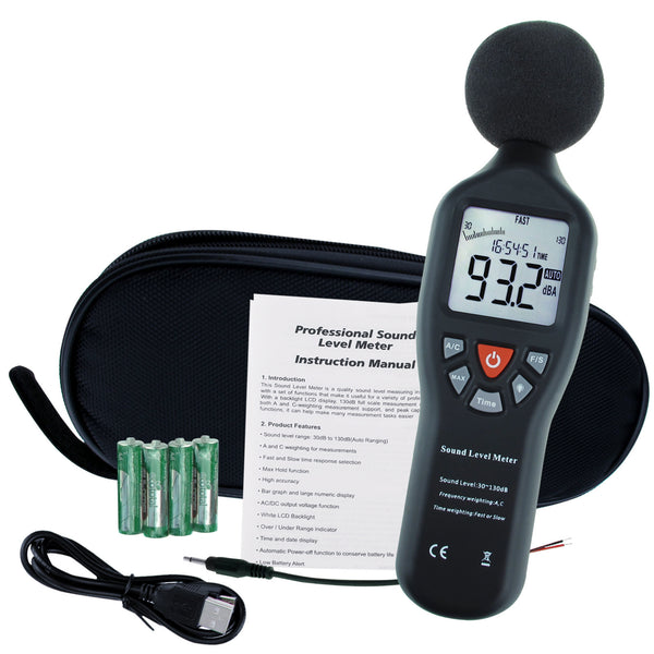 SLM-24 Professional Sound Level Meter with Backlit Display High Accuracy Measuring 30dB-130dB Compact Instrument