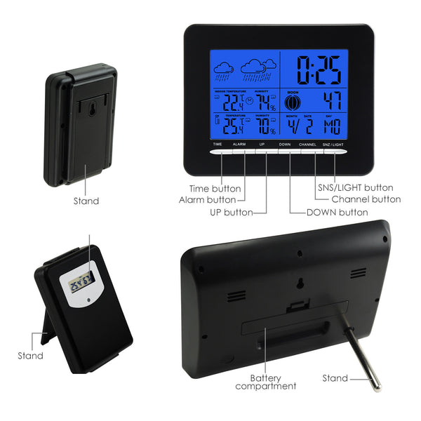 S08S3318BL_1S Digital Indoor/Outdoor Wireless Weather Station Temperature DCF Radio Controlled Clock