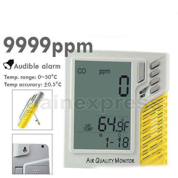 M0198101 Digital Wall mount/Desktop 0~9999ppm CO Monitor Temperature Tester Made in Taiwan