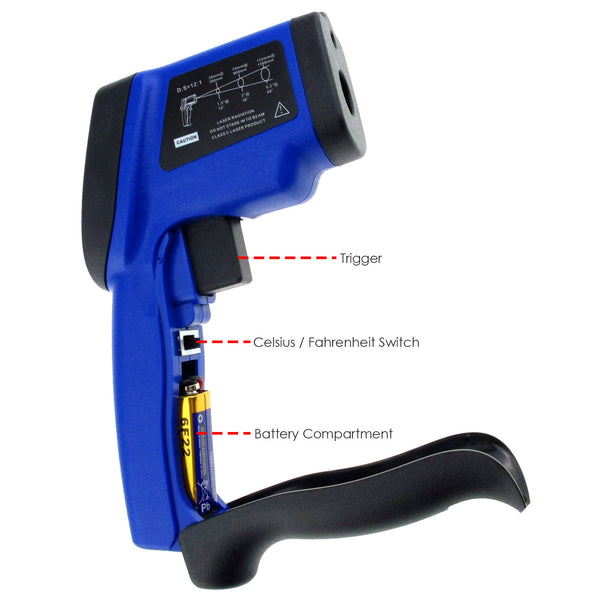 THE-34 -50~750°C/ -58~1382°F Non Contact Digital IR Infrared Laser Thermometer 12:1 DS Pyrometer
